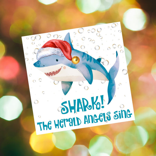 Shark Christmas card, Claus Xmas Card, Cards for Shark Lovers, Funny Christmas Card for Dad, Pun Card