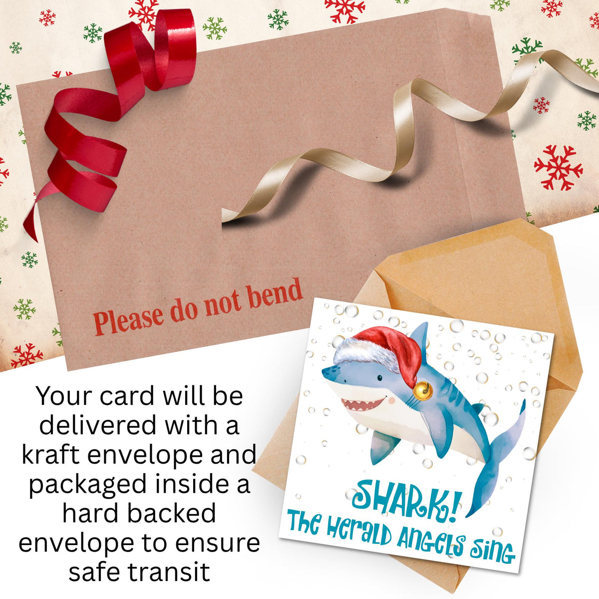 Shark Christmas card, Claus Xmas Card, Cards for Shark Lovers, Funny Christmas Card for Dad, Pun Card