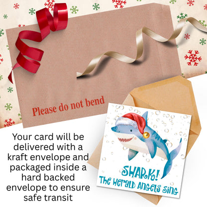 Shark Christmas card, Claus Xmas Card, Cards for Shark Lovers, Funny Christmas Card for Dad, Pun Card