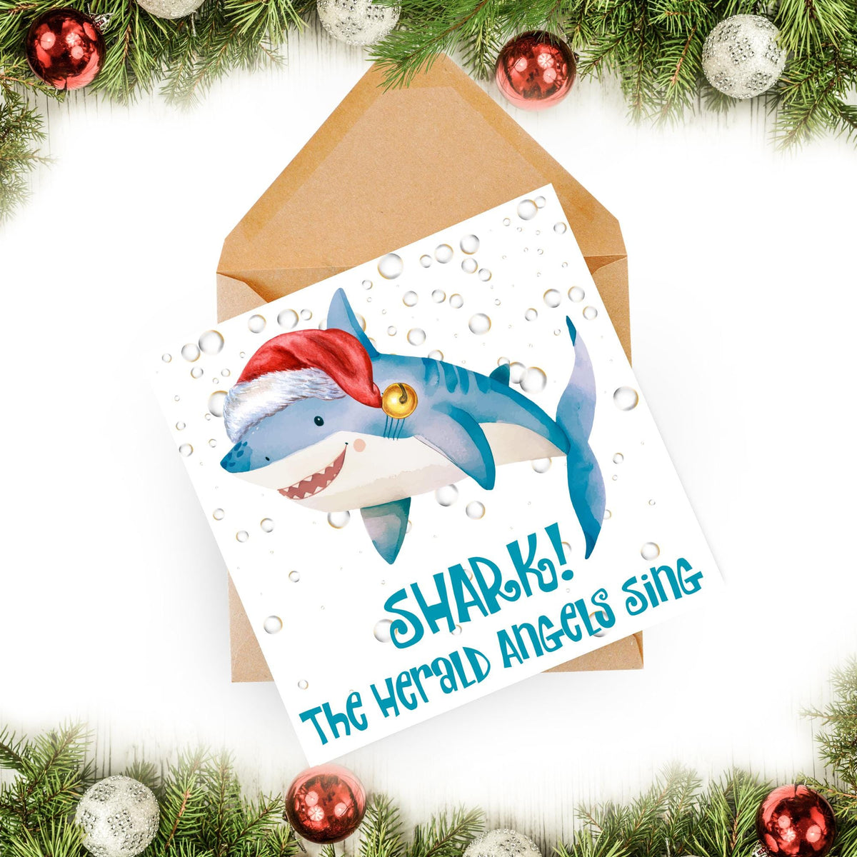 Shark Christmas card, Claus Xmas Card, Cards for Shark Lovers, Funny Christmas Card for Dad, Pun Card