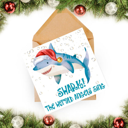Shark Christmas card, Claus Xmas Card, Cards for Shark Lovers, Funny Christmas Card for Dad, Pun Card