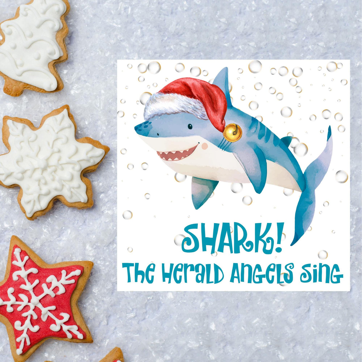 Shark Christmas card, Claus Xmas Card, Cards for Shark Lovers, Funny Christmas Card for Dad, Pun Card