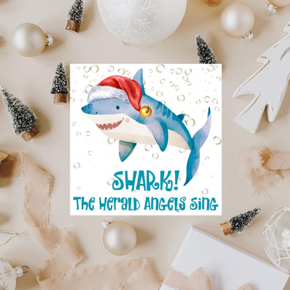 Shark Christmas card, Claus Xmas Card, Cards for Shark Lovers, Funny Christmas Card for Dad, Pun Card