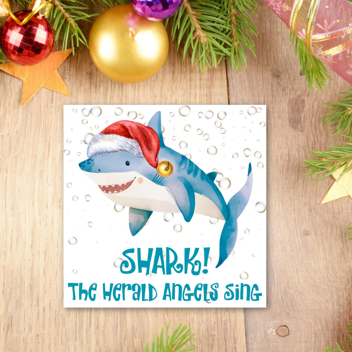 Shark Christmas card, Claus Xmas Card, Cards for Shark Lovers, Funny Christmas Card for Dad, Pun Card