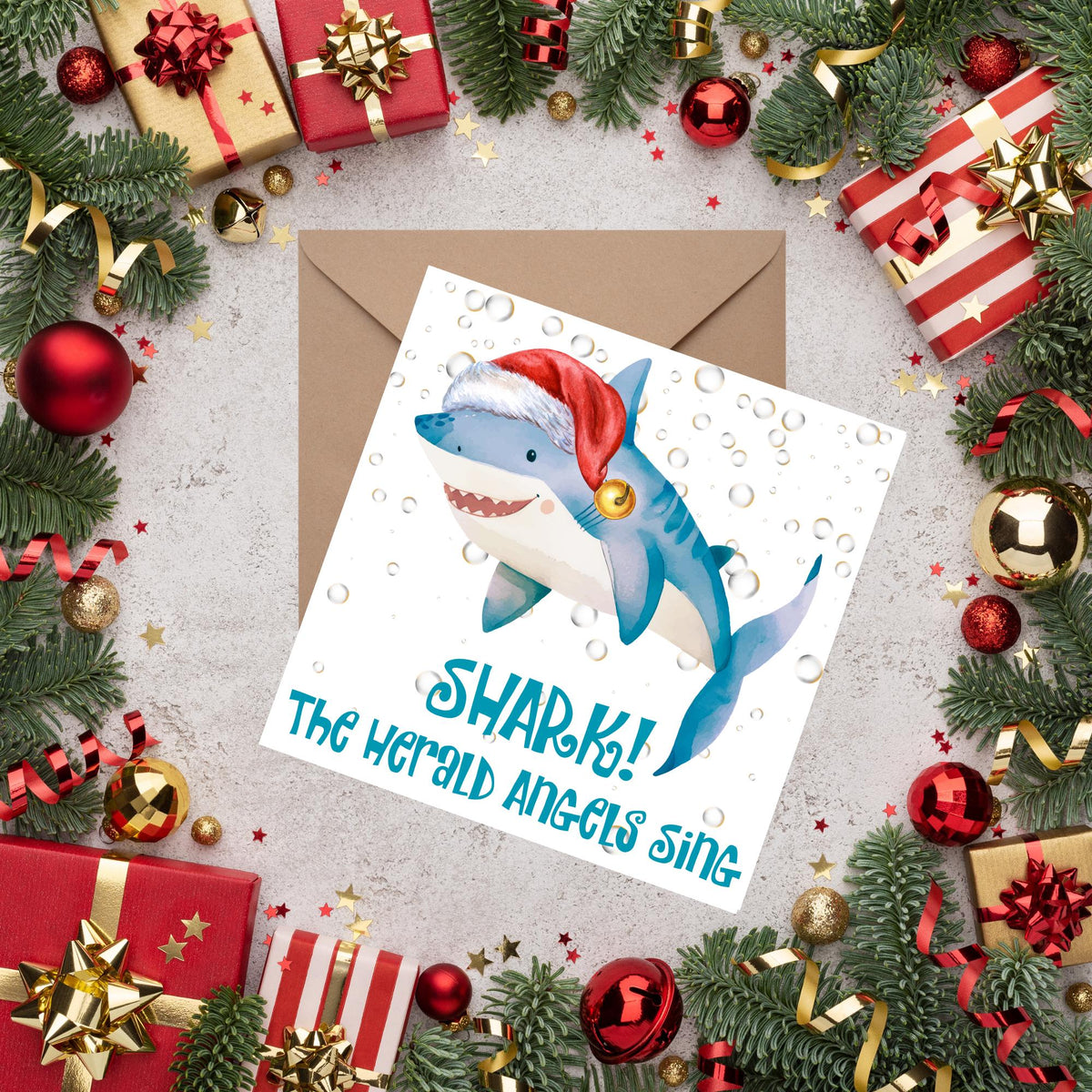 Shark Christmas card, Claus Xmas Card, Cards for Shark Lovers, Funny Christmas Card for Dad, Pun Card