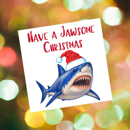 Shark Christmas card, Claus Xmas Card, Cards for Shark Lovers, Funny Christmas Card for Dad, Pun Card