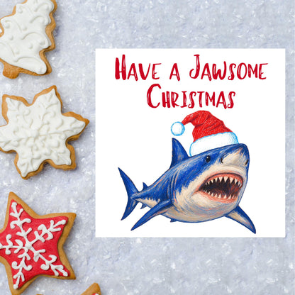 Shark Christmas card, Claus Xmas Card, Cards for Shark Lovers, Funny Christmas Card for Dad, Pun Card