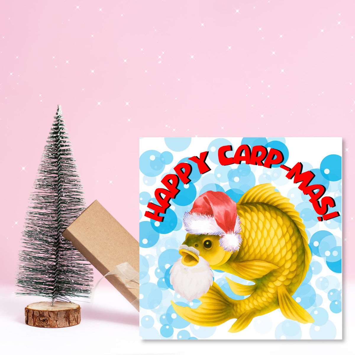 Fishing Christmas card, Carp Xmas Card, Cards for Fish Lovers, Funny Christmas Card for Dad, Pun Card