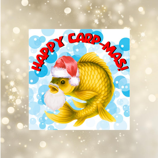 Fishing Christmas card, Carp Xmas Card, Cards for Fish Lovers, Funny Christmas Card for Dad, Pun Card