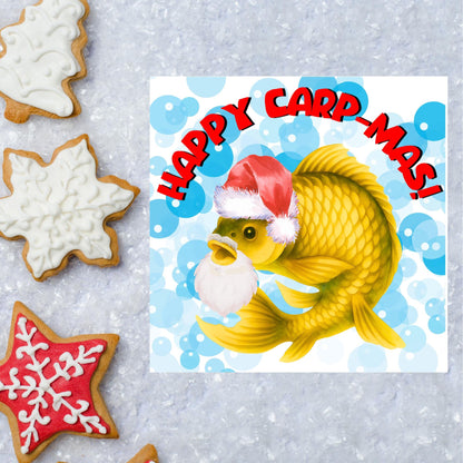 Fishing Christmas card, Carp Xmas Card, Cards for Fish Lovers, Funny Christmas Card for Dad, Pun Card
