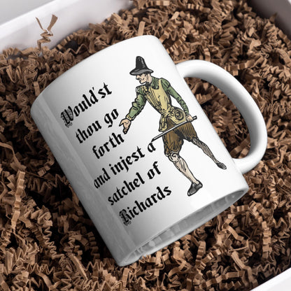 Medieval Mug, Marginalia, Funny Rude Coffee Cup - Multi Colour Options
