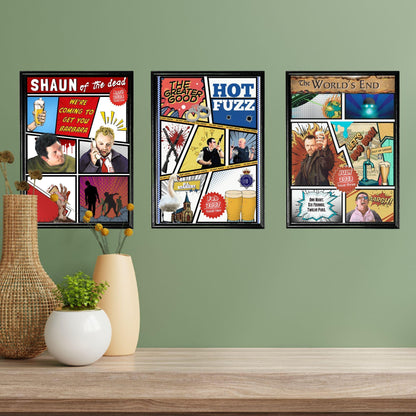 Hot Fuzz, Shaun of the Dead, The World's End Poster Set, Movie Posters, Ice Cream Trilogy Wall Art