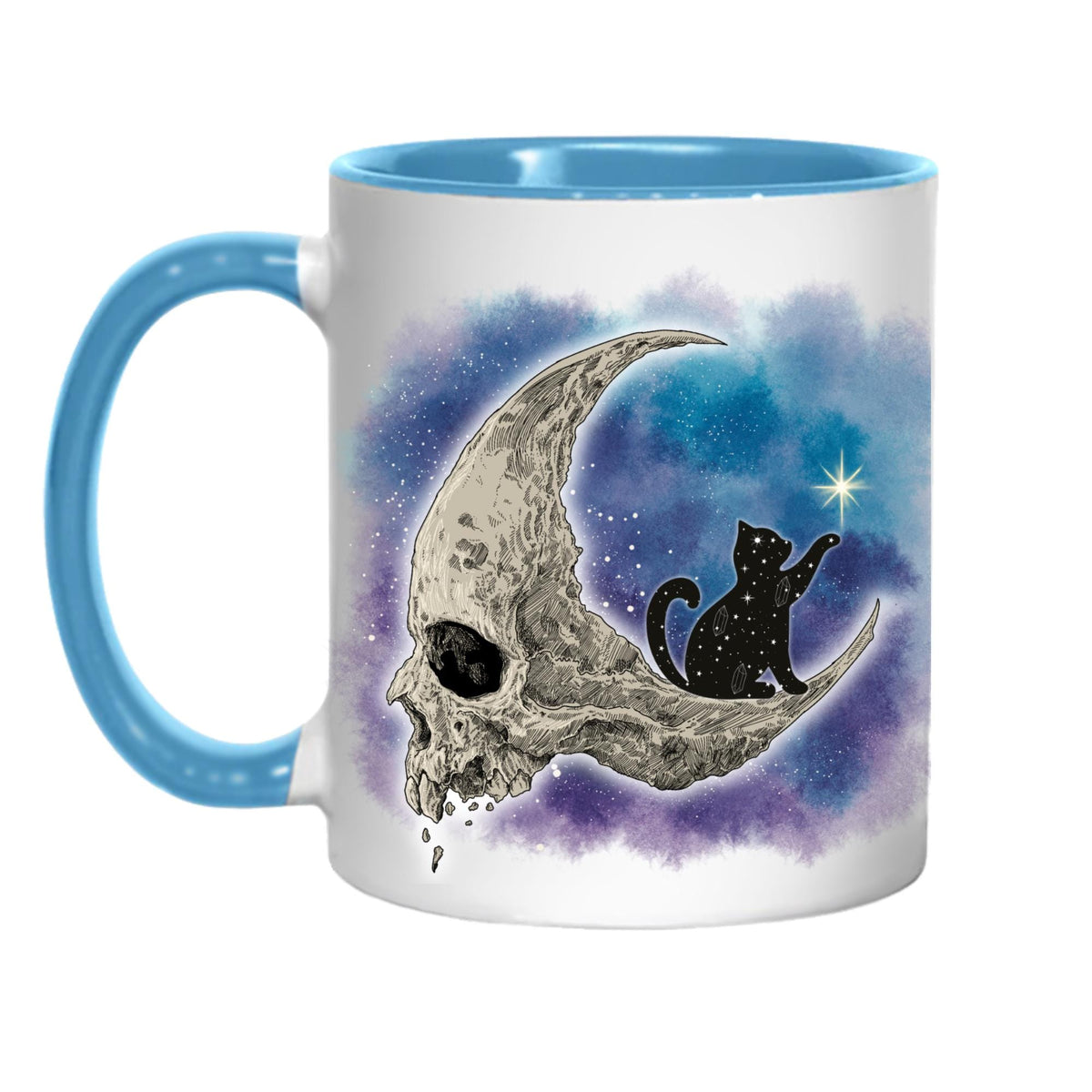 Gothic Mug, Cat, Celestial, Skull Moon, Goth Gift, Halloween Mug - Multi Colour Options