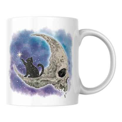 Gothic Mug, Cat, Celestial, Skull Moon, Goth Gift, Halloween Mug - Multi Colour Options