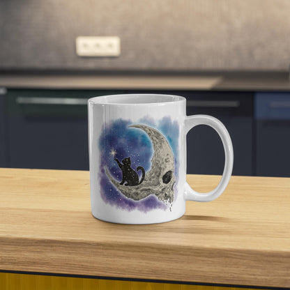 Gothic Mug, Cat, Celestial, Skull Moon, Goth Gift, Halloween Mug - Multi Colour Options