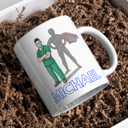 Personalised Nurse Coffee Mug - Gift for Male Nurse, Name Mug Multi Colour Options
