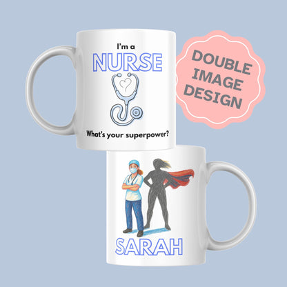 Personalised Nurse Coffee Mug - Gift for Male Nurse, Name Mug Multi Colour Options