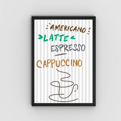 Coffee Wall Art, Poster for Kitchen, Cafe Art, Coffee Gift