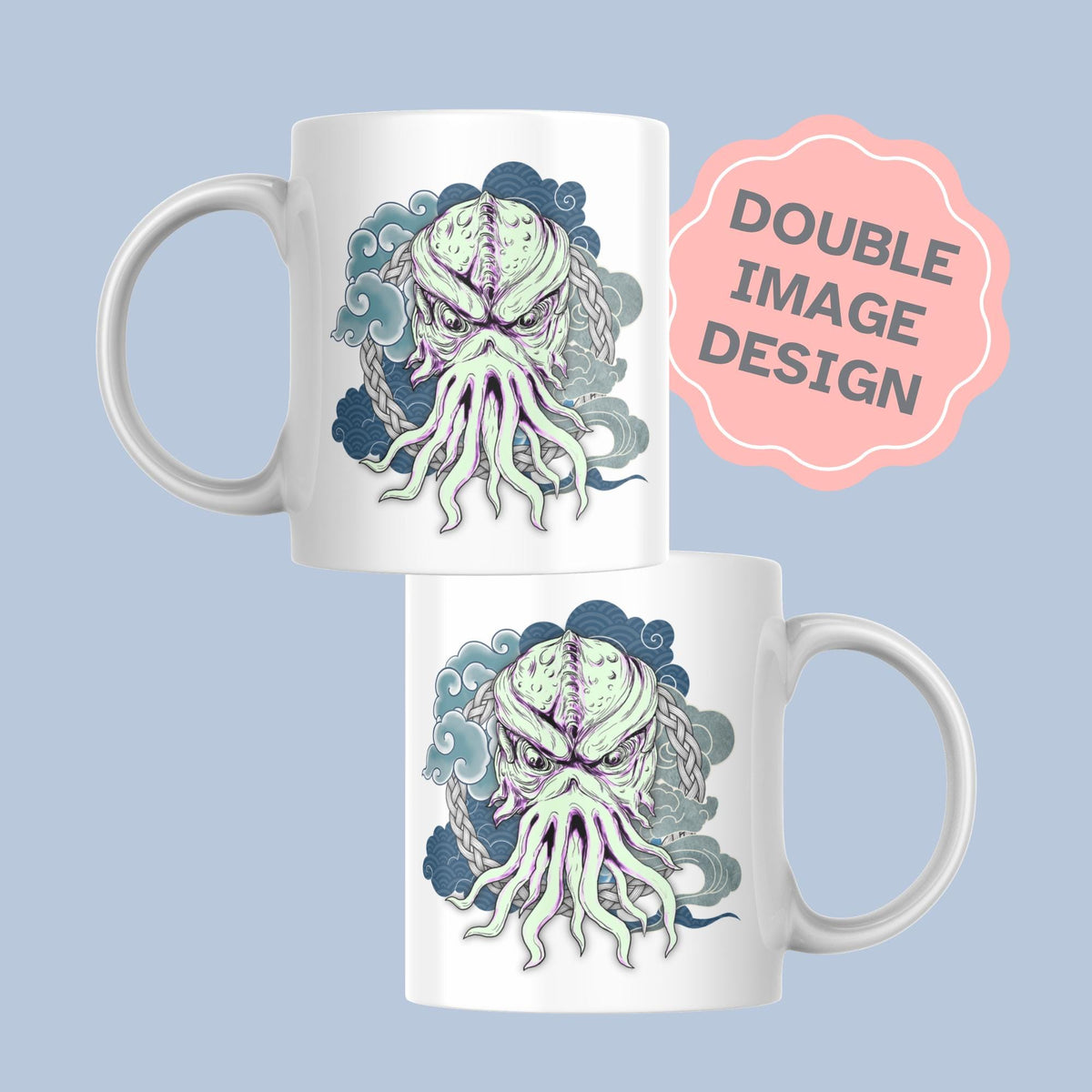 Cthulhu Mug, Tattoo Style Monster, Goth Gift, Halloween Mug - Multi Colour Options