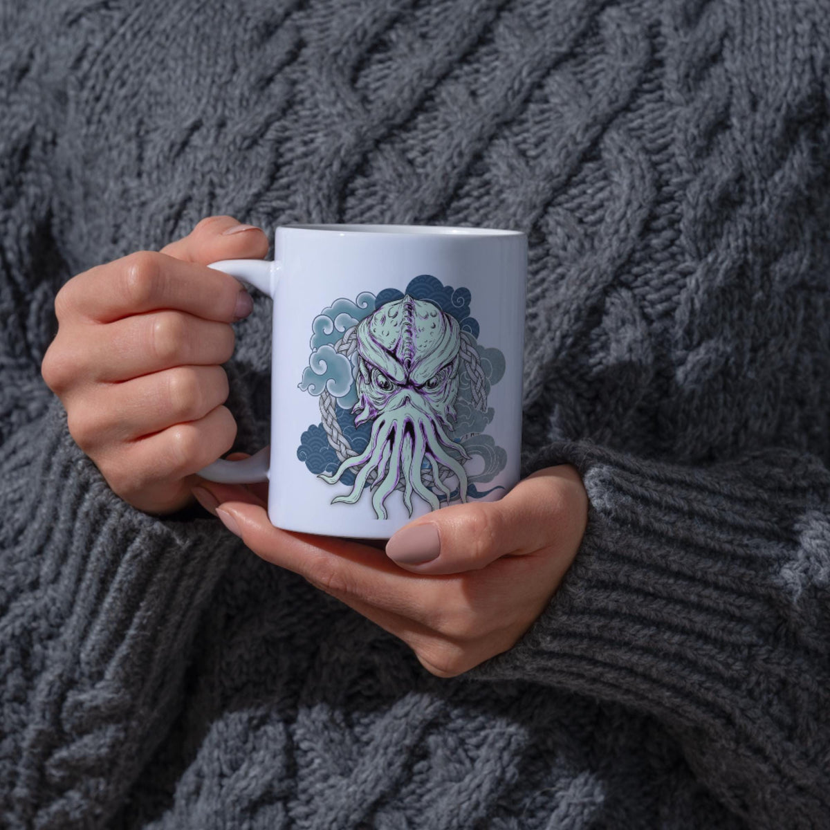 Cthulhu Mug, Tattoo Style Monster, Goth Gift, Halloween Mug - Multi Colour Options