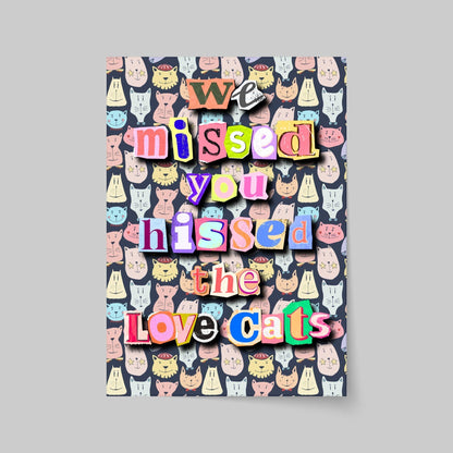 The Cure Song Lyric Poster, LoveCats, Music Wall Art, Robert Smith, 1970's Band Art