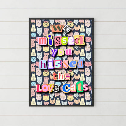 The Cure Song Lyric Poster, LoveCats, Music Wall Art, Robert Smith, 1970's Band Art
