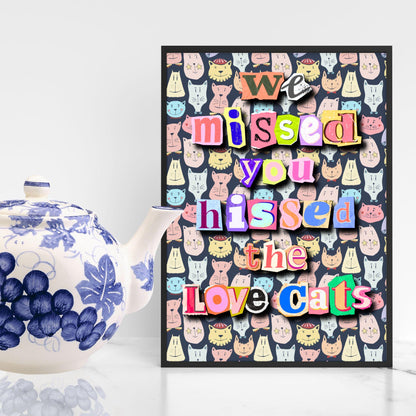 The Cure Song Lyric Poster, LoveCats, Music Wall Art, Robert Smith, 1970's Band Art