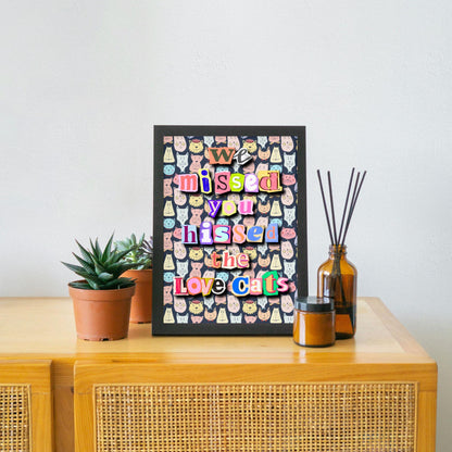 The Cure Song Lyric Poster, LoveCats, Music Wall Art, Robert Smith, 1970's Band Art