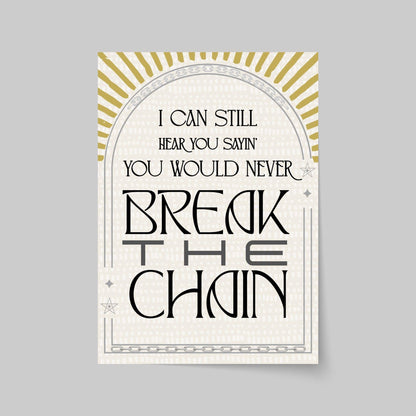 The Chain Song Lyric Poster, Fleetwood Mac Music Wall Art, Stevie Nicks 1970's Band Art