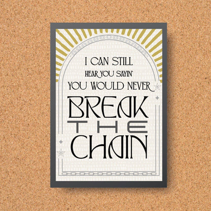 The Chain Song Lyric Poster, Fleetwood Mac Music Wall Art, Stevie Nicks 1970's Band Art