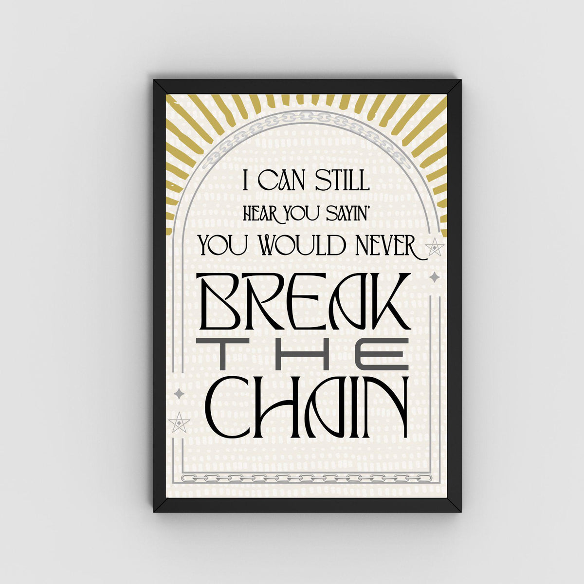 The Chain Song Lyric Poster, Fleetwood Mac Music Wall Art, Stevie Nicks 1970's Band Art