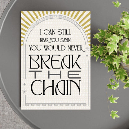 The Chain Song Lyric Poster, Fleetwood Mac Music Wall Art, Stevie Nicks 1970's Band Art