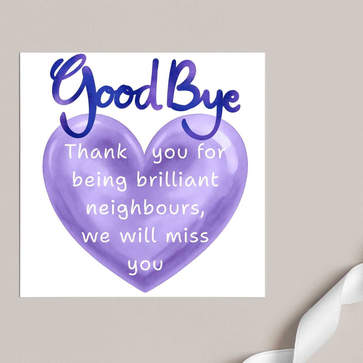 Thank You Card for Being a Great Neighbour, Moving house Card, We will Miss You Card, Goodbye Card, Relocating Thank You Card