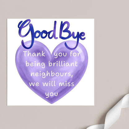 Thank You Card for Being a Great Neighbour, Moving house Card, We will Miss You Card, Goodbye Card, Relocating Thank You Card