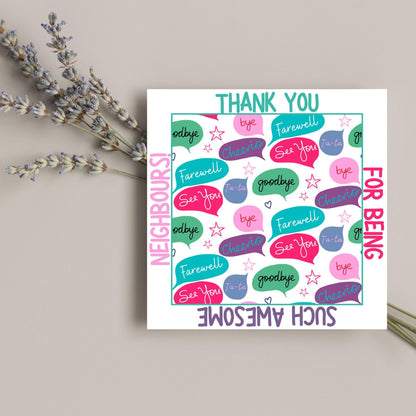 Thank You Card for Being a Great Neighbour, Moving house Card, We will Miss You Card, Goodbye Card, Relocating Thank You Card
