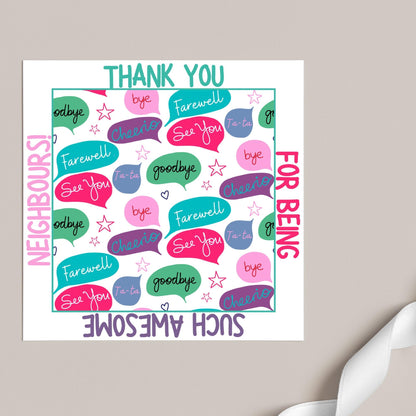 Thank You Card for Being a Great Neighbour, Moving house Card, We will Miss You Card, Goodbye Card, Relocating Thank You Card