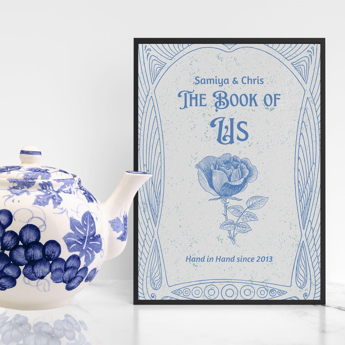 Personalised Book Cover Wall Art for Couple, Anniversary or Wedding Gift, Custom Book Cover Poster, Choice of Designs