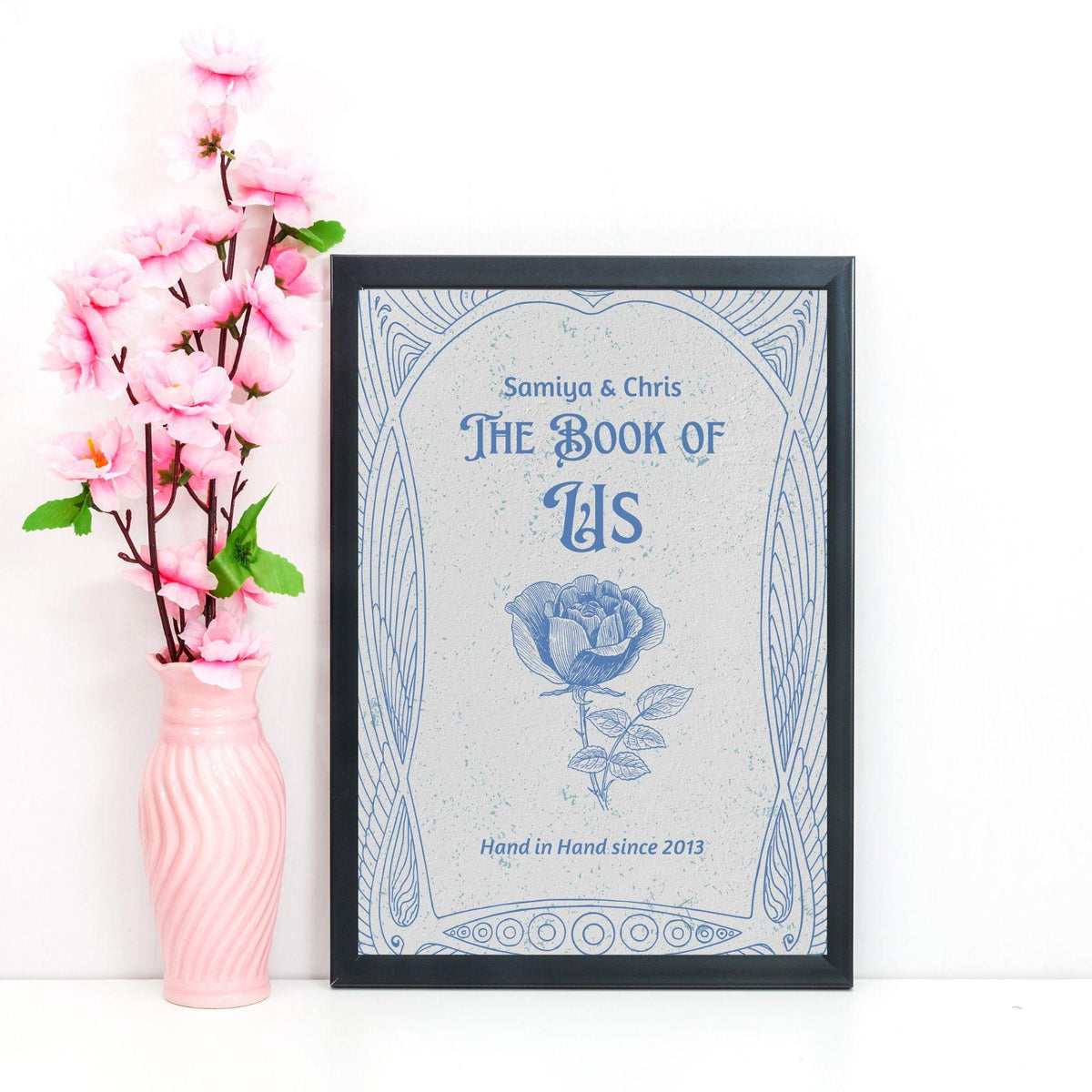 Personalised Book Cover Wall Art for Couple, Anniversary or Wedding Gift, Custom Book Cover Poster, Choice of Designs