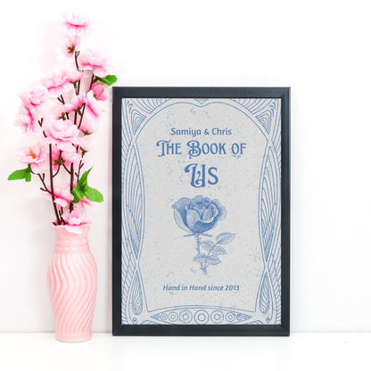 Personalised Book Cover Wall Art for Couple, Anniversary or Wedding Gift, Custom Book Cover Poster, Choice of Designs