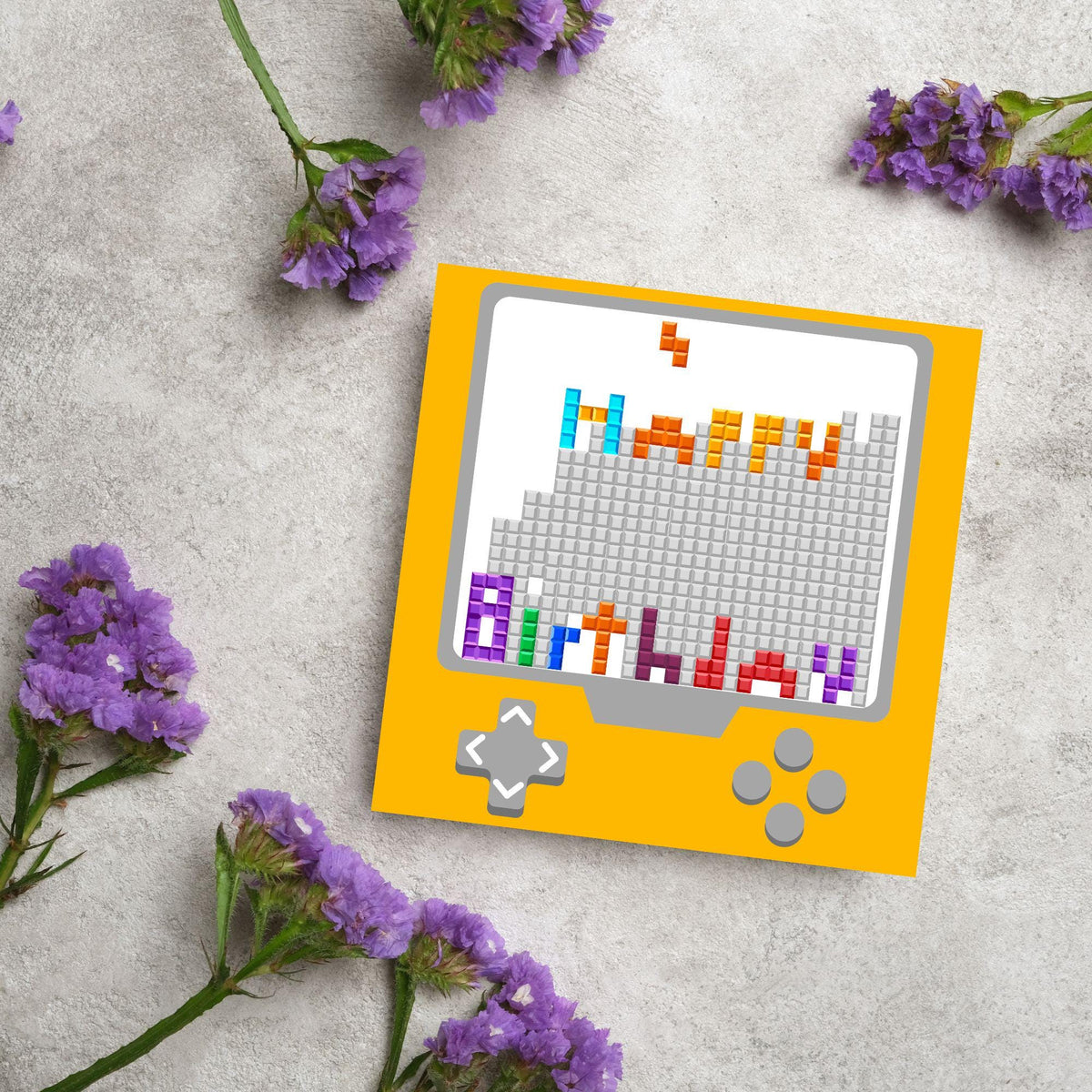 Gamer Birthday Card, Happy Birthday, Gaming Card, Retro Block Game