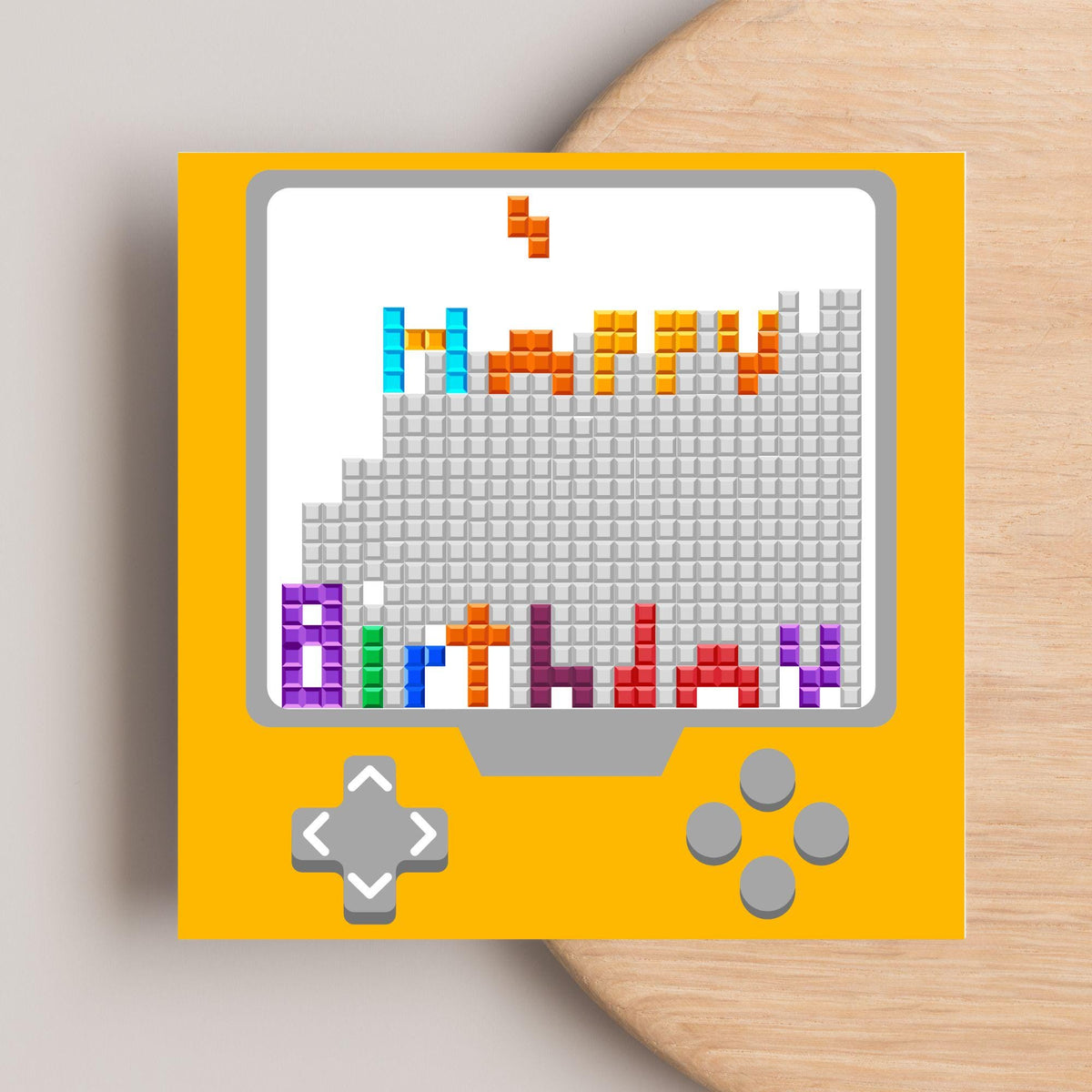 Gamer Birthday Card, Happy Birthday, Gaming Card, Retro Block Game
