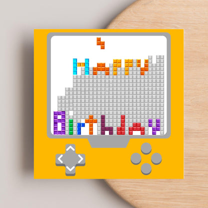 Gamer Birthday Card, Happy Birthday, Gaming Card, Retro Block Game