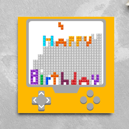 Gamer Birthday Card, Happy Birthday, Gaming Card, Retro Block Game