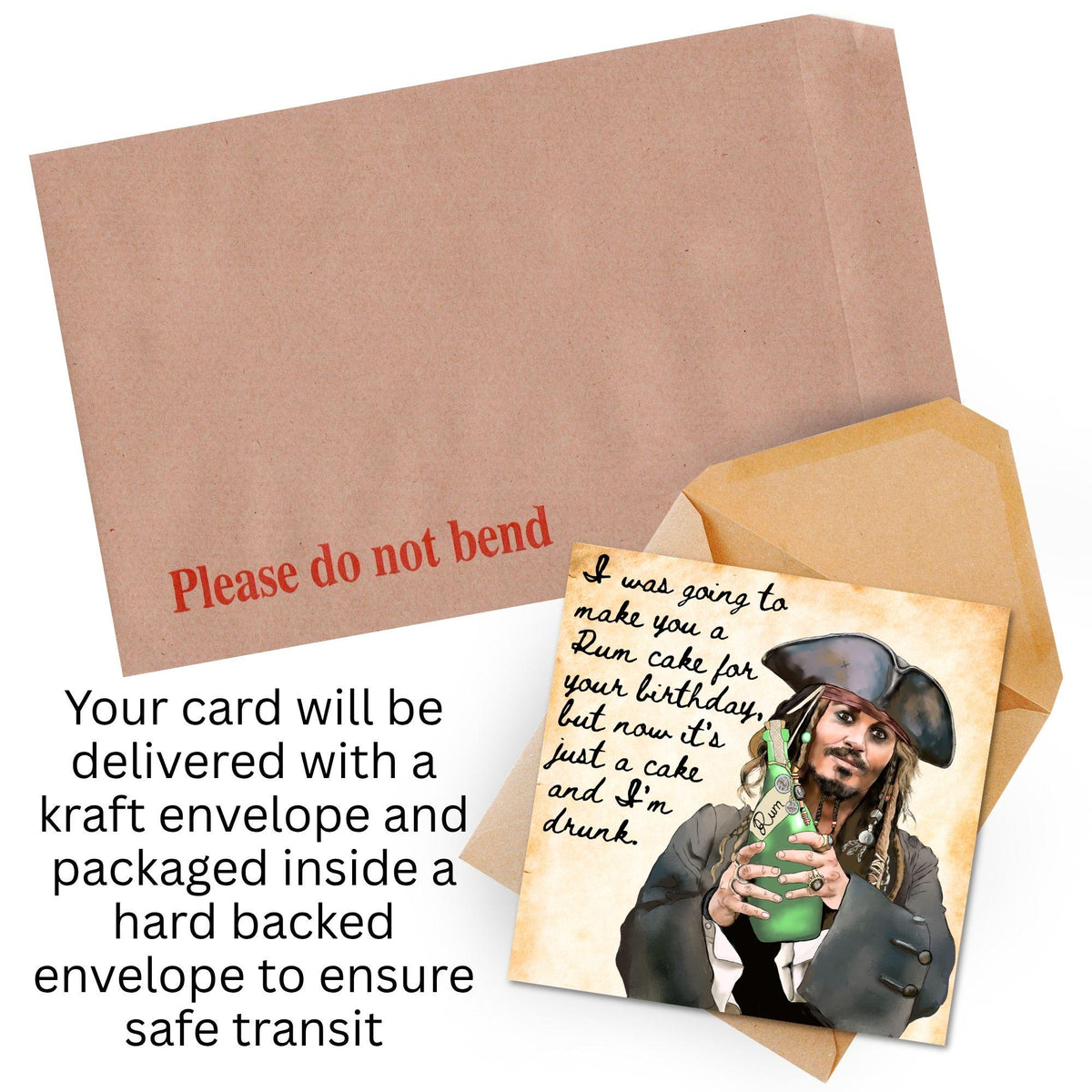 Pirate Rum Birthday Card, Caribbean Pirates, Birthday card for Johnny Depp Fan