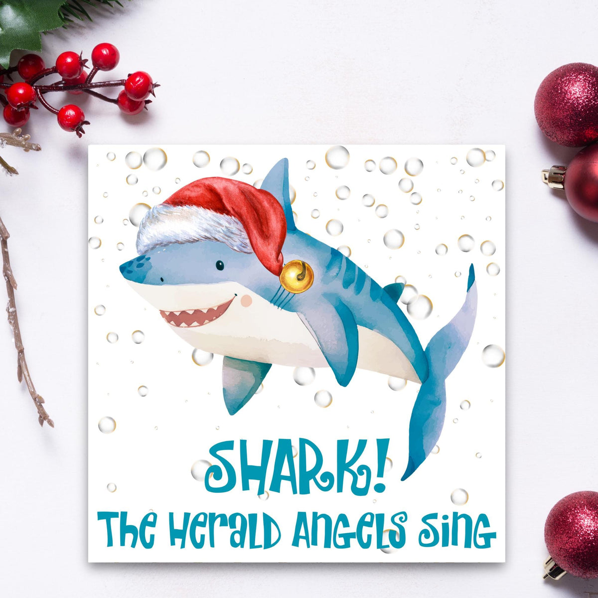 Shark Christmas card, Claus Xmas Card, Cards for Shark Lovers, Funny Christmas Card for Dad, Pun Card