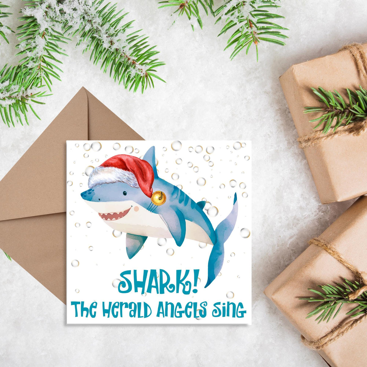 Shark Christmas card, Claus Xmas Card, Cards for Shark Lovers, Funny Christmas Card for Dad, Pun Card