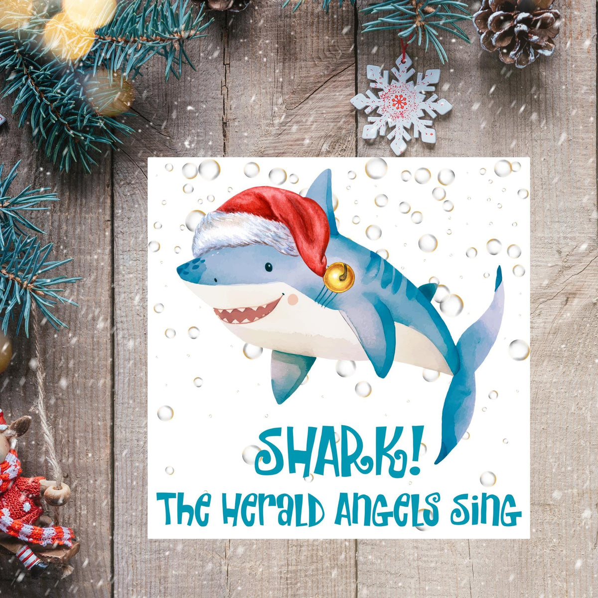 Shark Christmas card, Claus Xmas Card, Cards for Shark Lovers, Funny Christmas Card for Dad, Pun Card