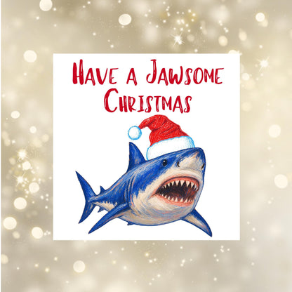 Shark Christmas card, Claus Xmas Card, Cards for Shark Lovers, Funny Christmas Card for Dad, Pun Card