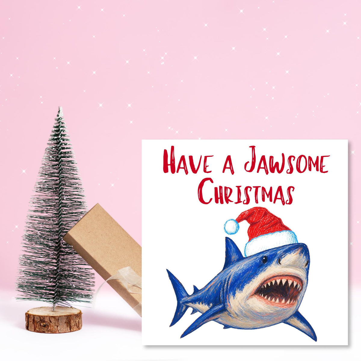 Shark Christmas card, Claus Xmas Card, Cards for Shark Lovers, Funny Christmas Card for Dad, Pun Card