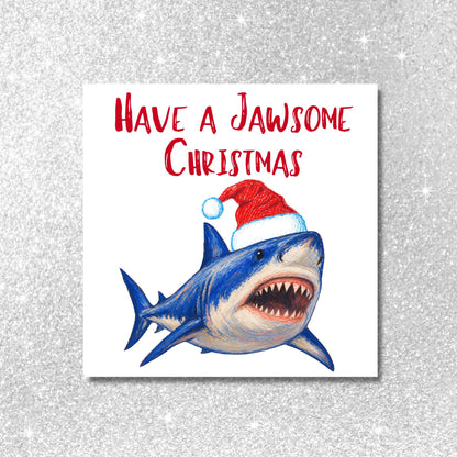 Shark Christmas card, Claus Xmas Card, Cards for Shark Lovers, Funny Christmas Card for Dad, Pun Card